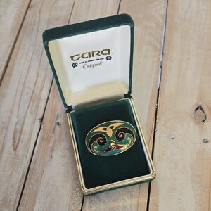 Vintage Gold-Tone Enamel Celtic Tara Pin Brooch In The Box